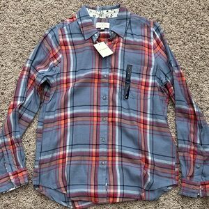 Lucky Brand Blue and Red Plaid Button-Down Shirt